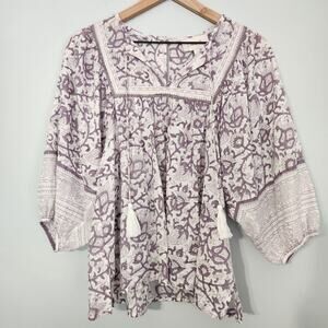 Cleobella Boho Peasant Blouse Paisley Flowy, S